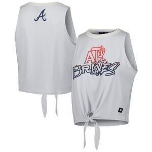 NWT! Atlanta Braves MLB Wild Collective Twisted Tie Front Puff Print Top Medium